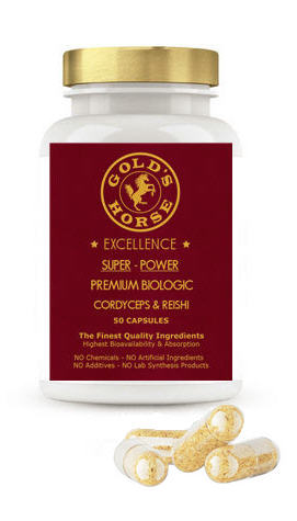 Golds Horse Excellence - Premium Bio Organic SUPER POWER - Luxury natural SUPER POWER - Luxury vegan SUPER POWER - Premium natural SUPER POWER - High quality Cordyceps Reishi - Top quality  SUPER POWER  Cordyceps Reishi